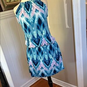 Veronica M Blue and Pink Tie-Dye Dress
